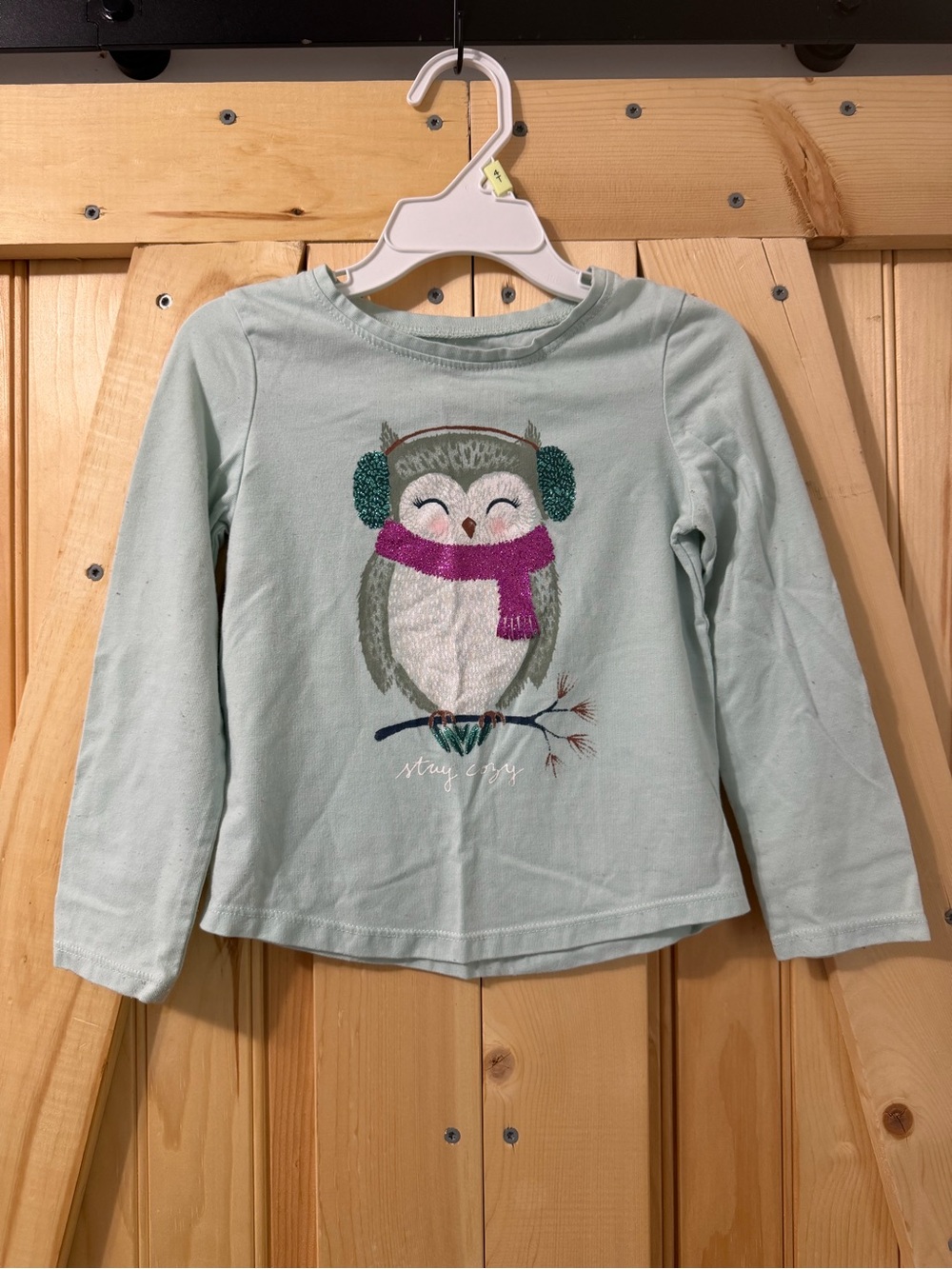 jumping beans Long-Sleeve Owl Tee with Teal Earmuffs and Magenta Scarf